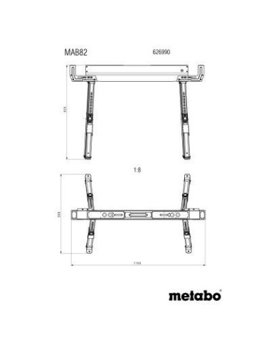 Jeu de tréteaux support de travail METABO MAB82