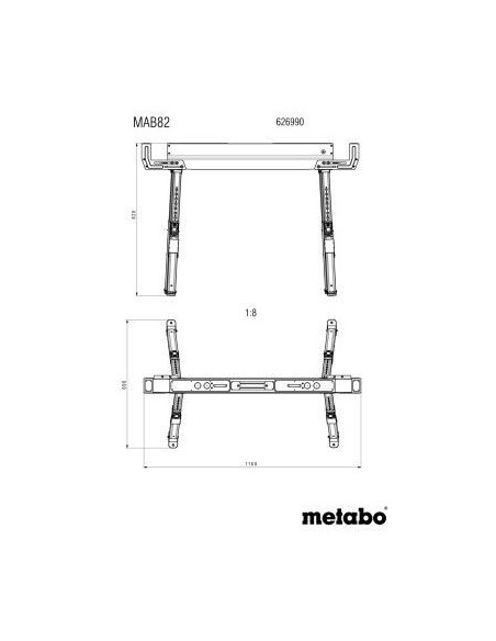 Jeu de tréteaux support de travail METABO MAB82